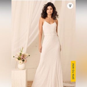 More Than Words White Beaded Sequin Maxi Dress